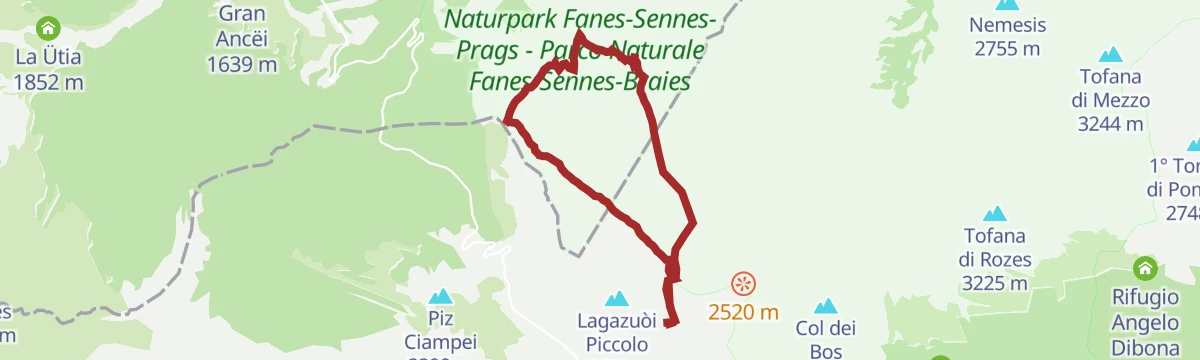 Route map: At Lake Lagazuoi